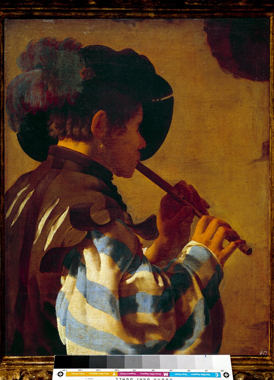Patre spelar flöjt. Målning av Hendrik Ter Brugghen (1588-1629) Ec Hol. av Hendrick ter Brugghen