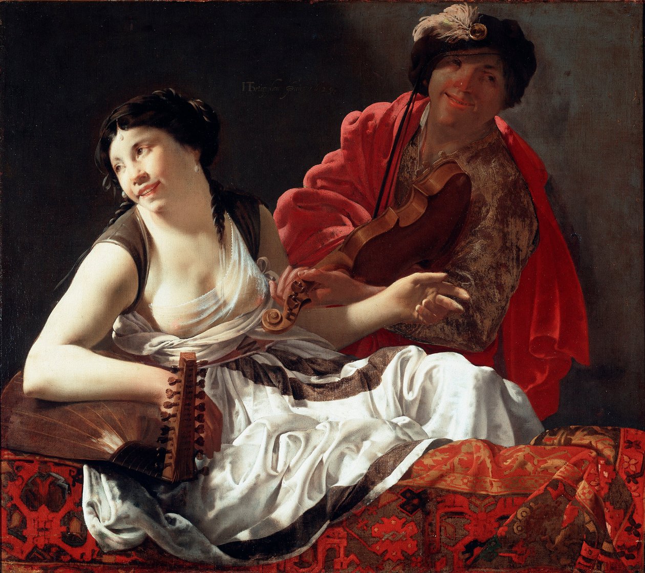 Konsert eller "" Allegory of the Ouie"" Målning av Hendrick Terbrugghen (Ter Brugghen) (1588-1629) 1629 Dim. 90x127 cm Galleria Borghese Rom av Hendrick ter Brugghen