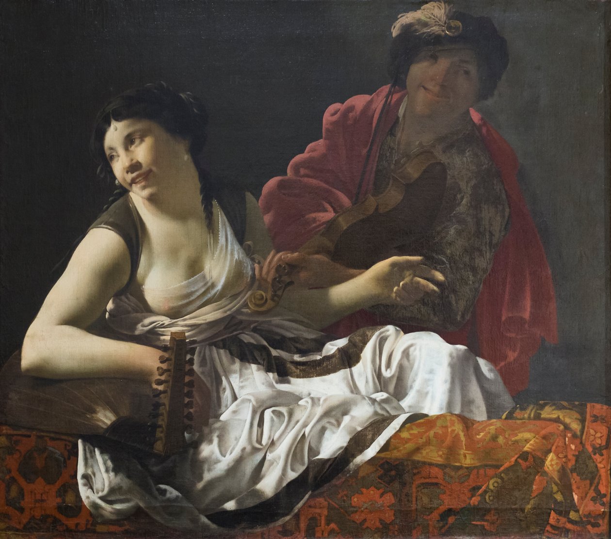 Duetten, Henrick Ter Bruggen (olja på duk) av Hendrick ter Brugghen