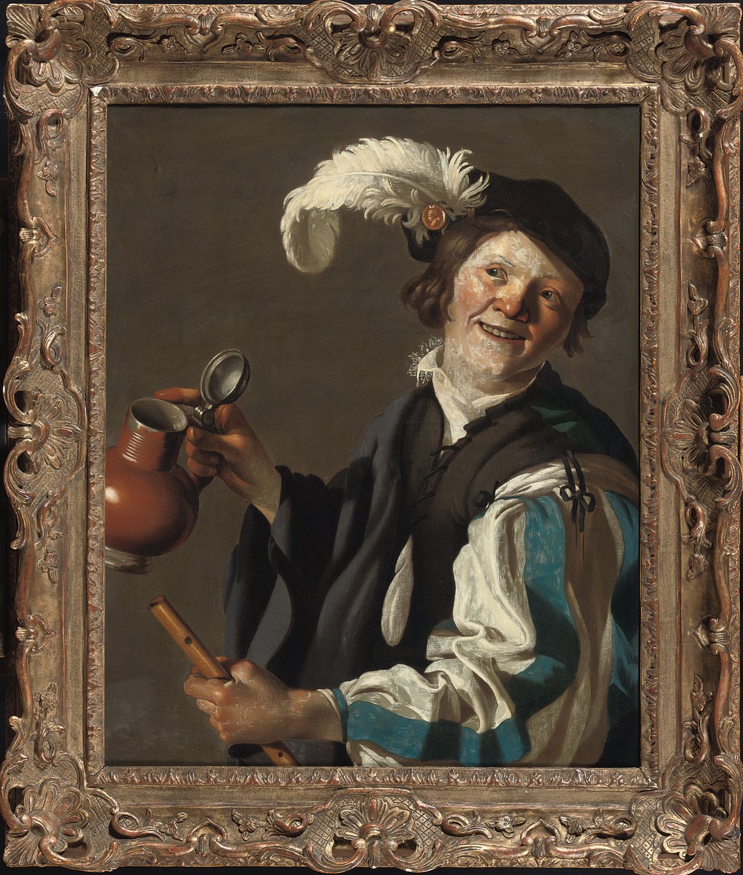 En pojke som håller en flöjt och kanna av Hendrick Jansz Terbrugghen
