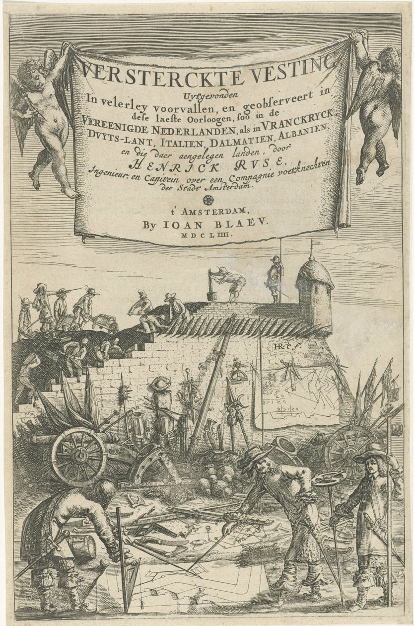 Titelsida för Henrich Ruse, Versterckte Vesting, 1654 av Hendrick baron van Ruse