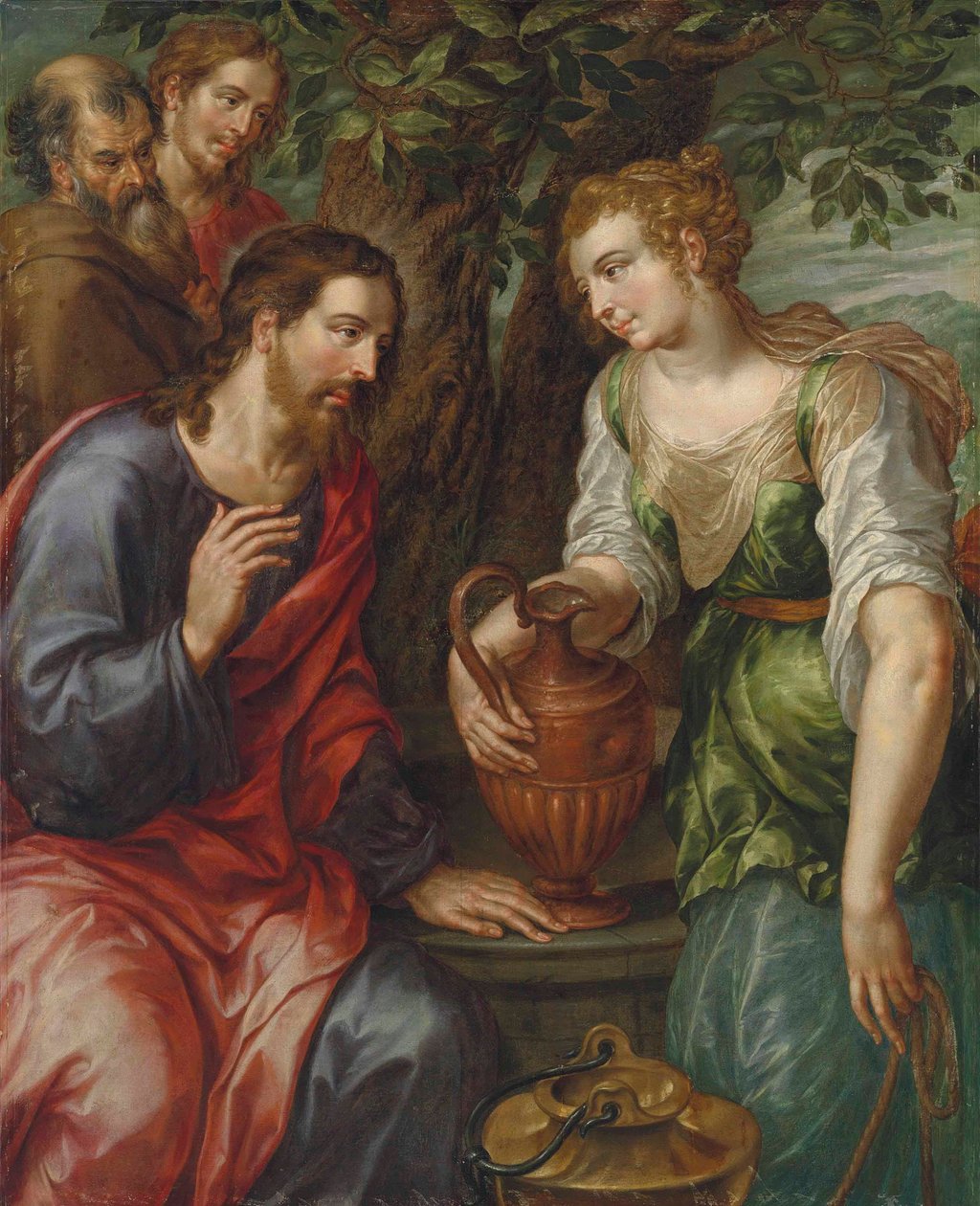 Kristus och kvinnan från Samaria av Hendrick de Clerck