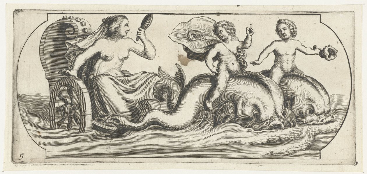 Amfitrit på en vagn Nouveau Livre des Dieux et Deeßes De la Marine Bouckje of Sea Gods and Goddesses (serietitel) av Hendrick de Keyser (I)