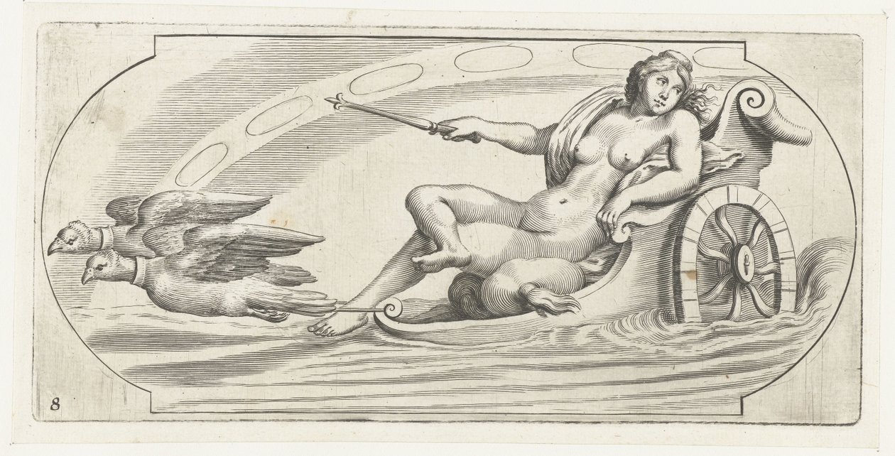 Aurora på en tidsvagn Nouveau Livre des Dieux et Deeßes De la Marine Bouckje of Sea Gods and Goddesses (serietitel) av Hendrick de Keyser (I)