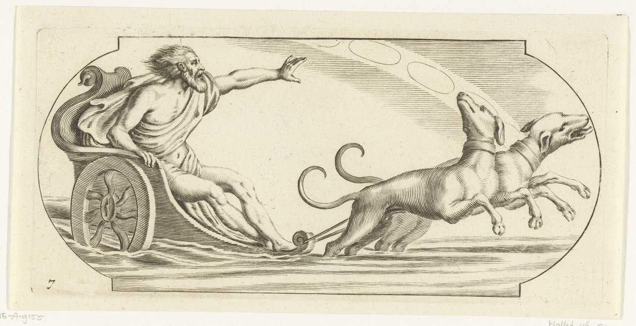 Marsch på en vagn Nouveau Livre des Dieux et Deeßes De la Marine Bouckje of Sea Gods and Goddesses (serietitel) av Hendrick de Keyser (I)