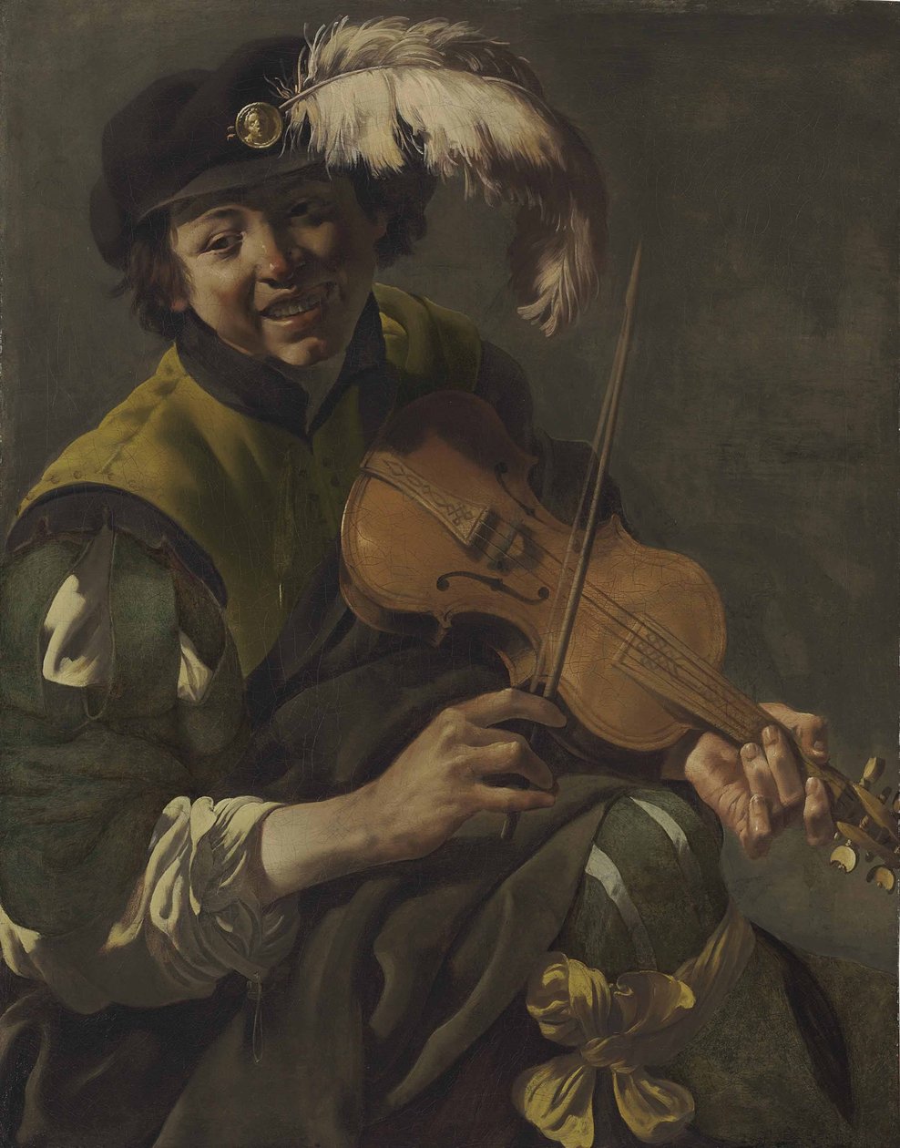 En ungdom som spelar violin av Hendrick ter Brugghen