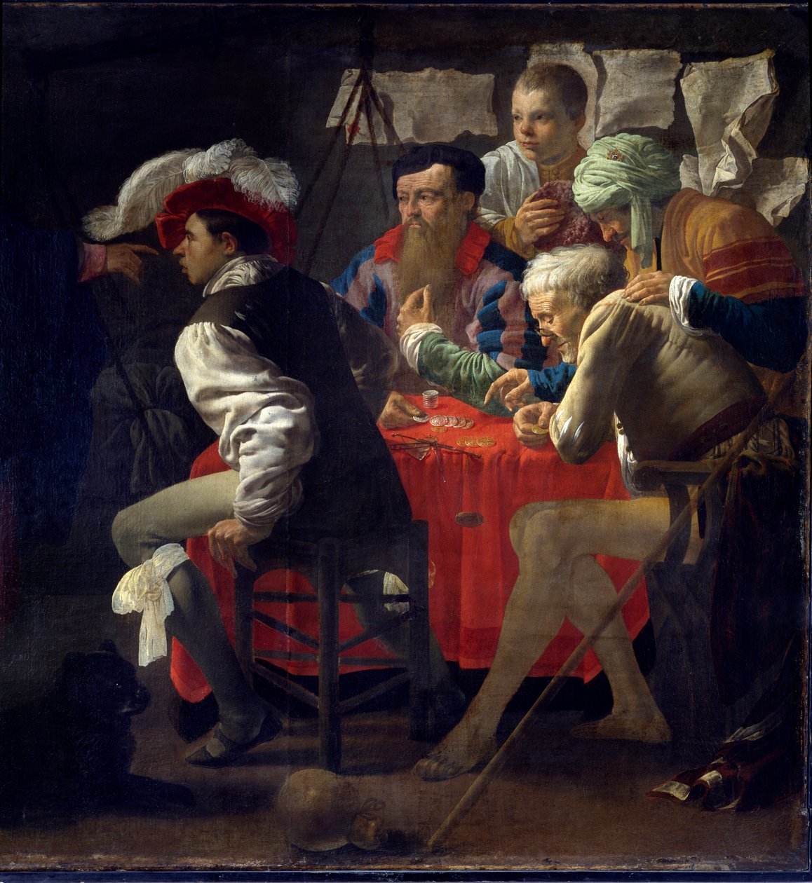 Matteus kallelse Jesus lämnar Kaparnaum möter Matteus och ber honom följa honom. Den här reser sig och följer honom. Detalj. Målning av Hendrik Brugghen Ter (1588-1629) (ec.holl.) 1600-talets Le Havre, Museum of Fine Arts. av Hendrick ter Brugghen