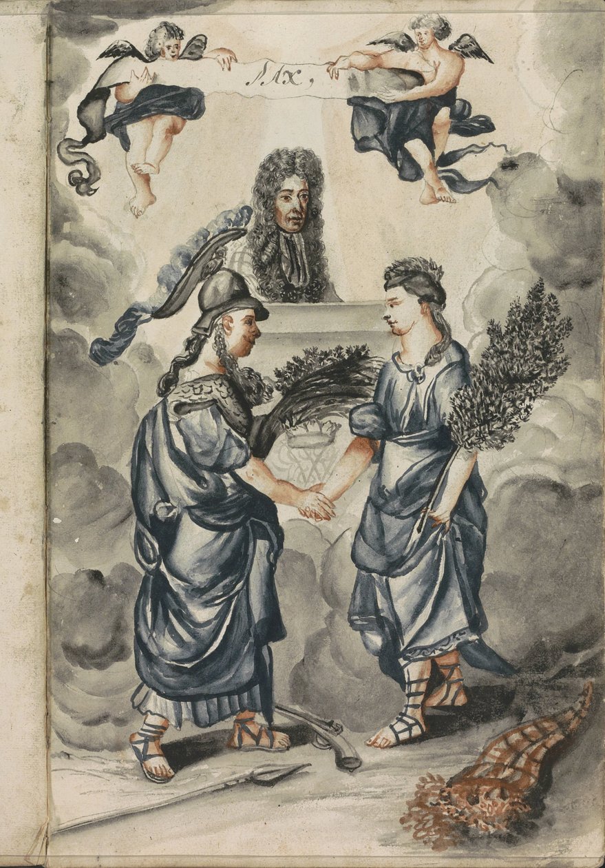 William III övervakar alliansen mellan visdom och fred av Hendrick van Beaumont