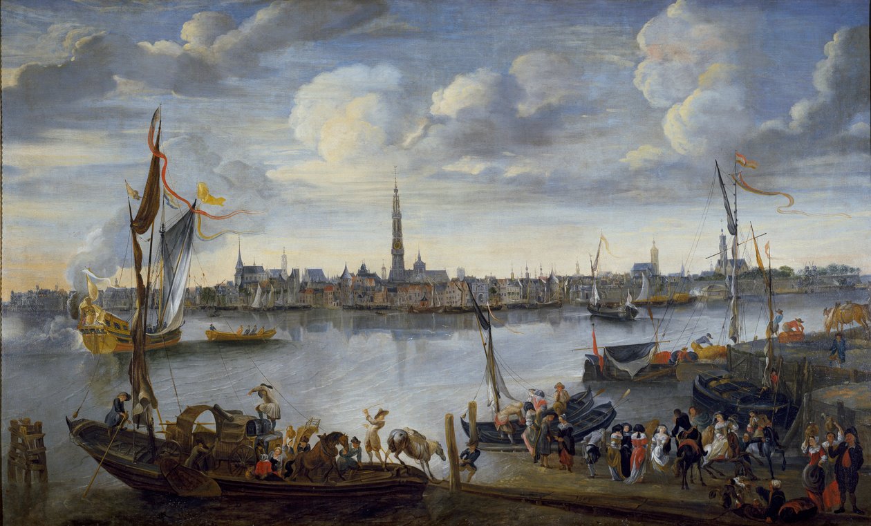 Utsikt över Antwerpens vägar från Västbanken, efter 1672 av Hendrick van Minderhout