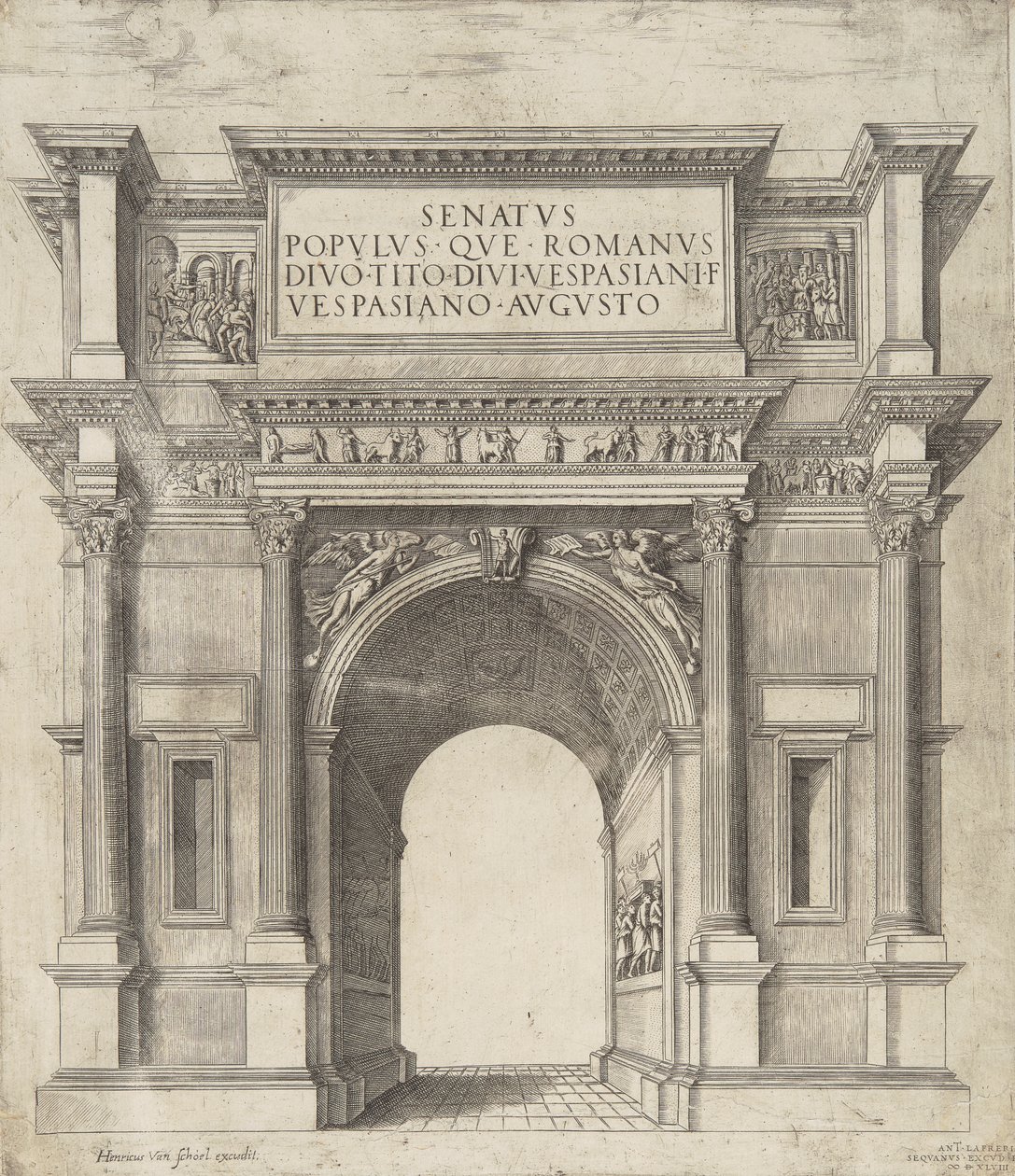 Senaten för folket i det romerska imperiet Titus, Vespasianus gud Vespasianus Augusts son av Hendrick van Schoel