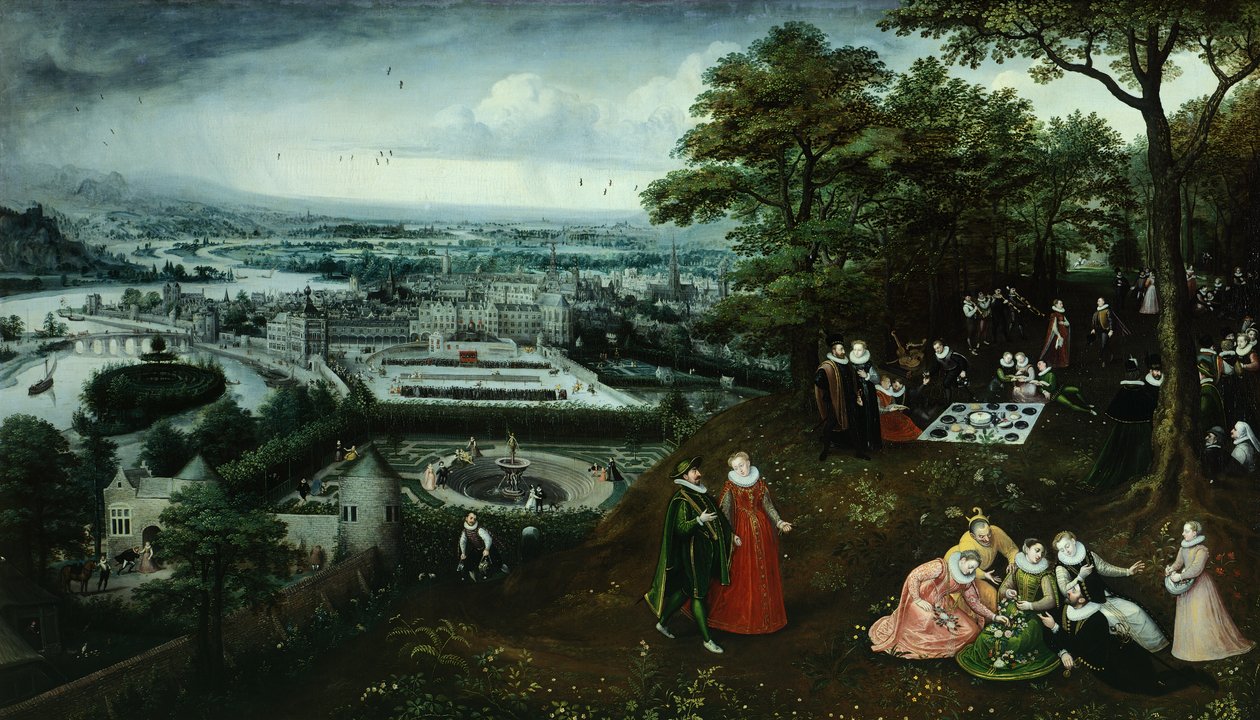 Detalj av landskap under våren, av Lucas van Valkenborch (ca 1530-1597) av Hendrick van den (1530 97) Broeck