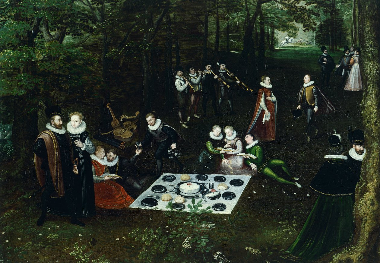 Landskap på våren, av Lucas van Valkenborch (cirka 1530-1597), detalj av Hendrick van den (1530 97) Broeck