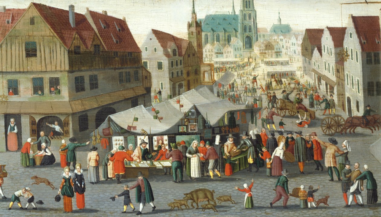 Market Square, av Hendrick van Steenwijck Younger (cirka 1580-1649) av Hendrick van the younger Steenwijck