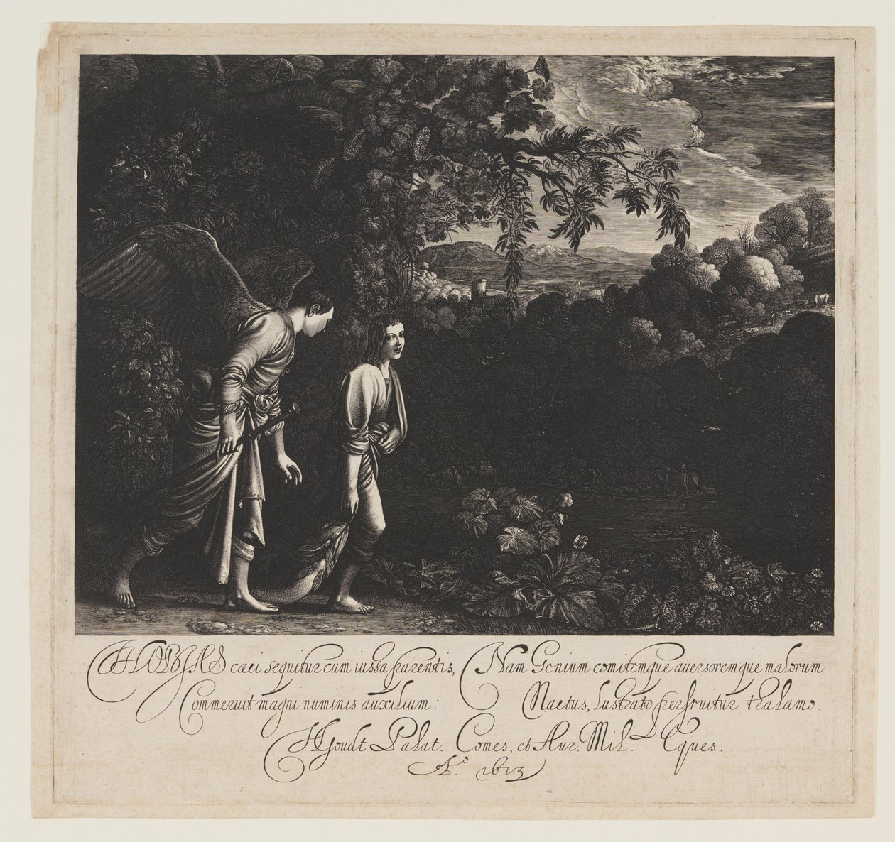 Tobias och ängeln av Hendrick von Goudt