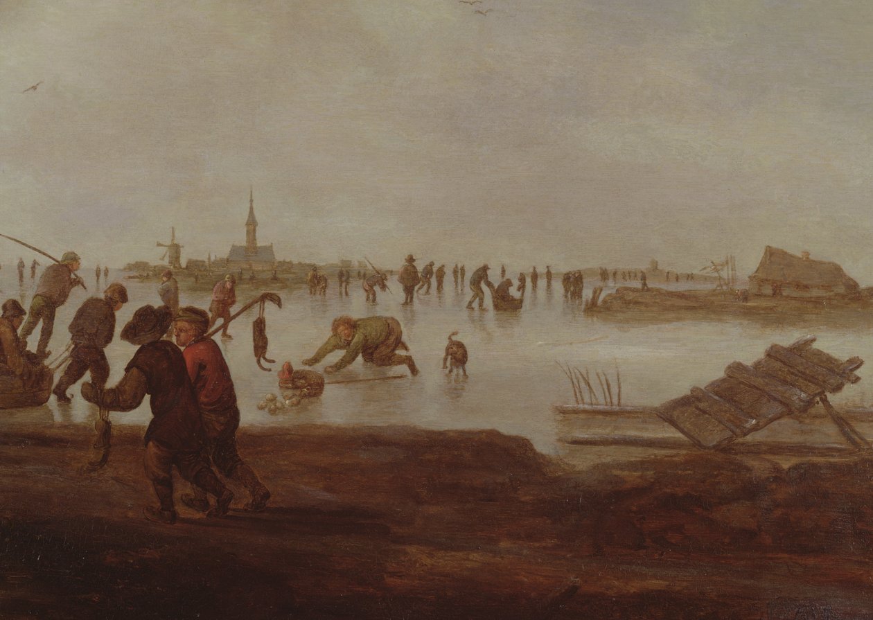 Konståkning på Frozen Waterway, 1600-talet av Hendrick Avercamp
