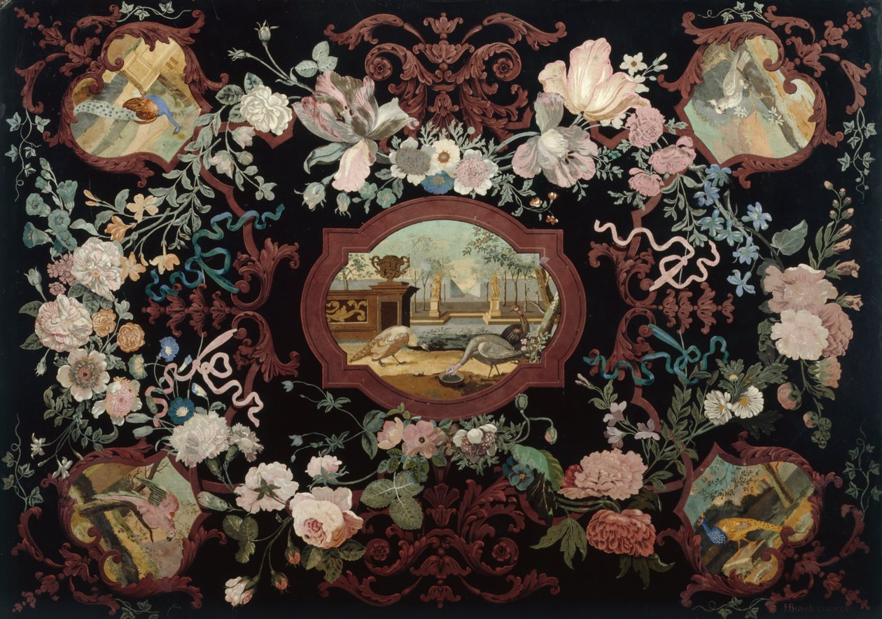Scagolia bordsskiva, 1715 (målat trä) av Hendrik Busch