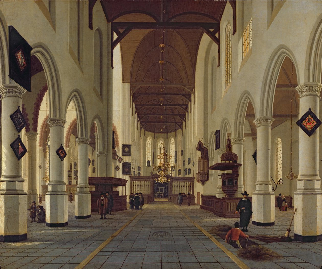 Interiör av Oude Kerk, Delft, c.1660-70 av Hendrik Cornelisz. van Vliet