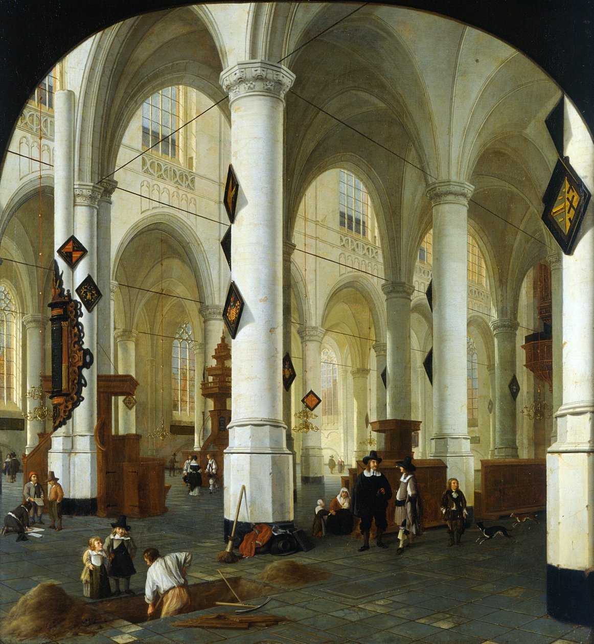 Interiör av Oude Kerk i Delft av Hendrik Cornelisz. van Vliet