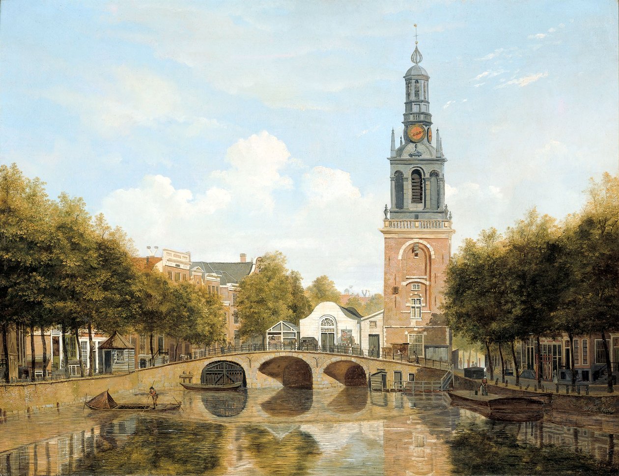 The Torensluis and the Jan Roodenpoortstoren in Amsterdam av Hendrik Gerrit ten Cate