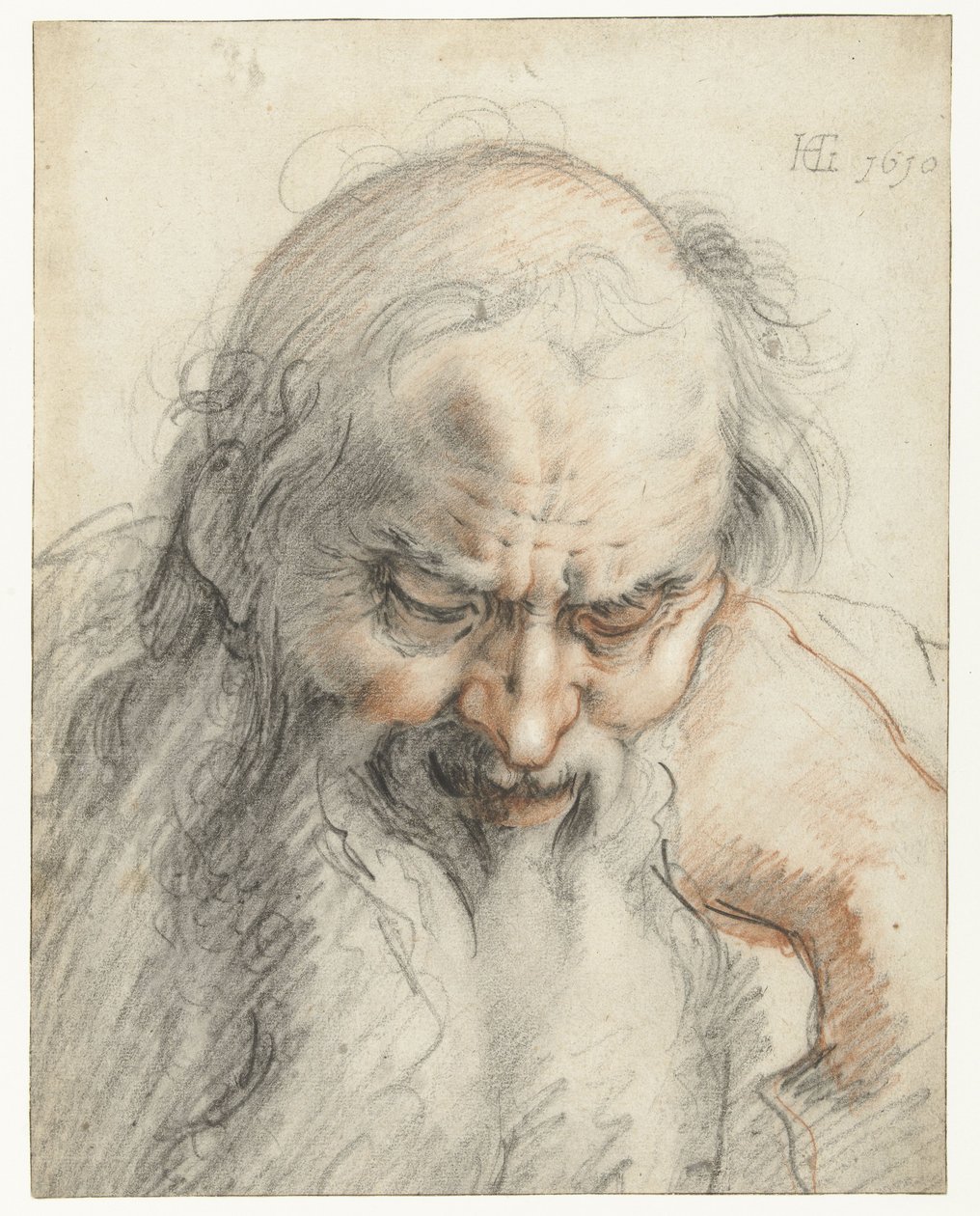 Byst av en gammal man, 1610 (krita på papper) av Hendrik Goltzius