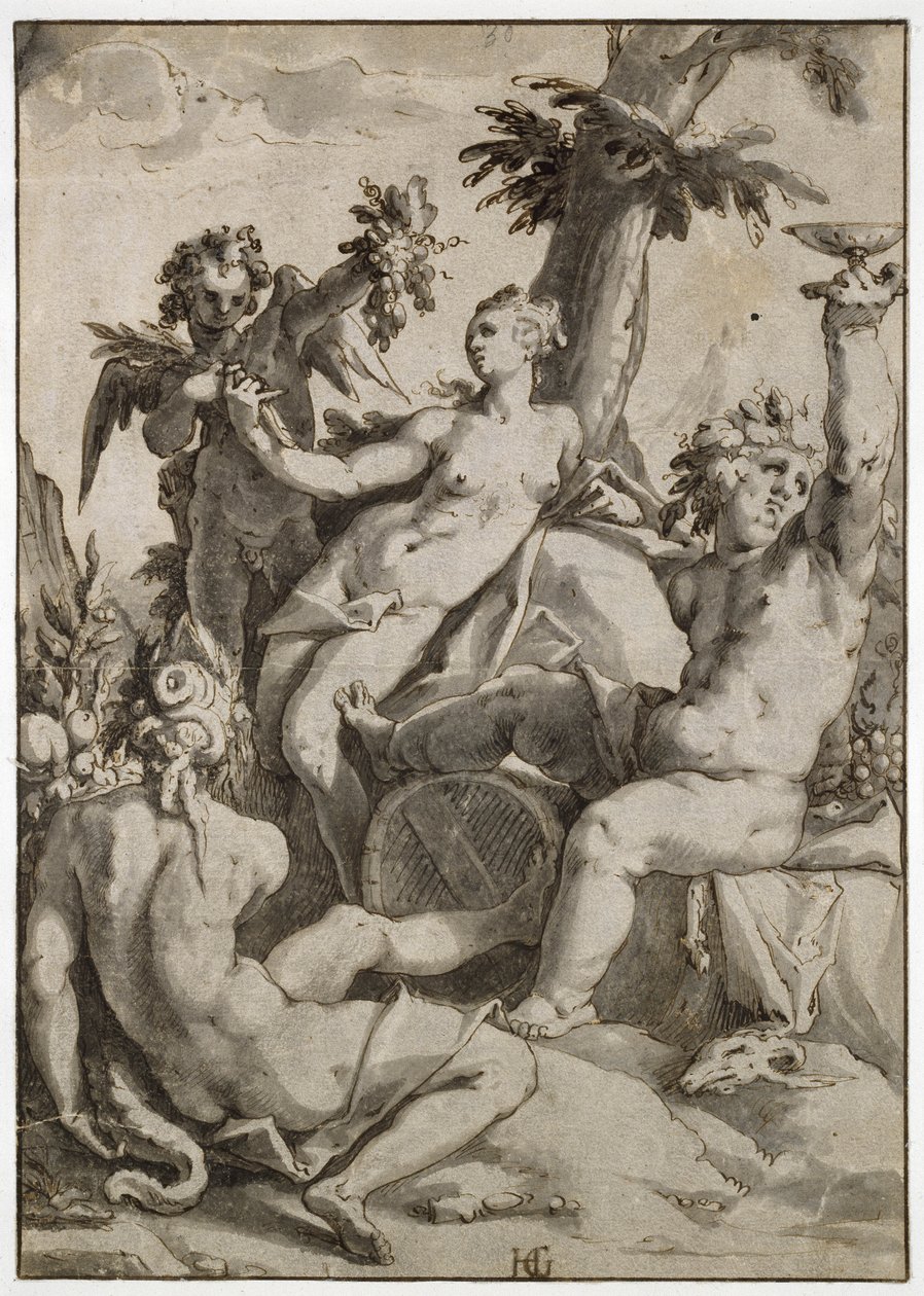 Ceres, Venus och Bacchus, 1500-talet (penna och bläck och grå tvätt på papper) av Hendrik Goltzius