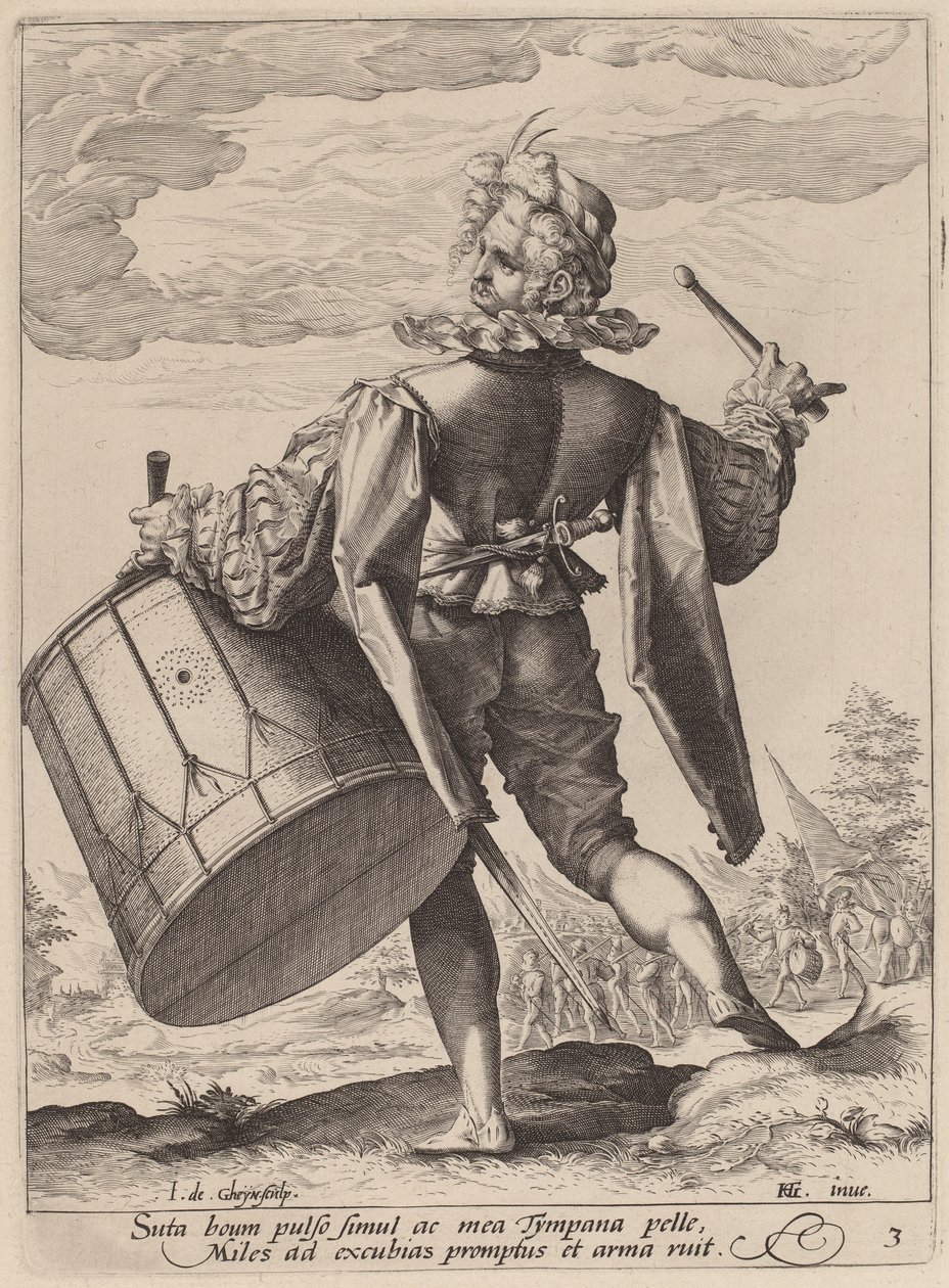 Trumslagare, graverad av Jacques II de Gheyn, 1587 (gravyr på lagt papper) av Hendrik Goltzius