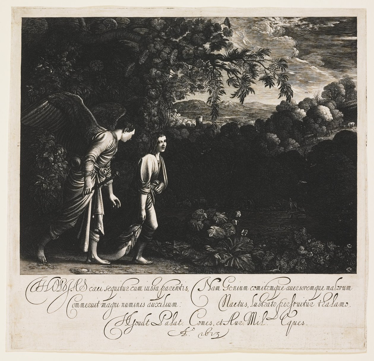 Tobias och ängeln, 1613 av Hendrik Goudt