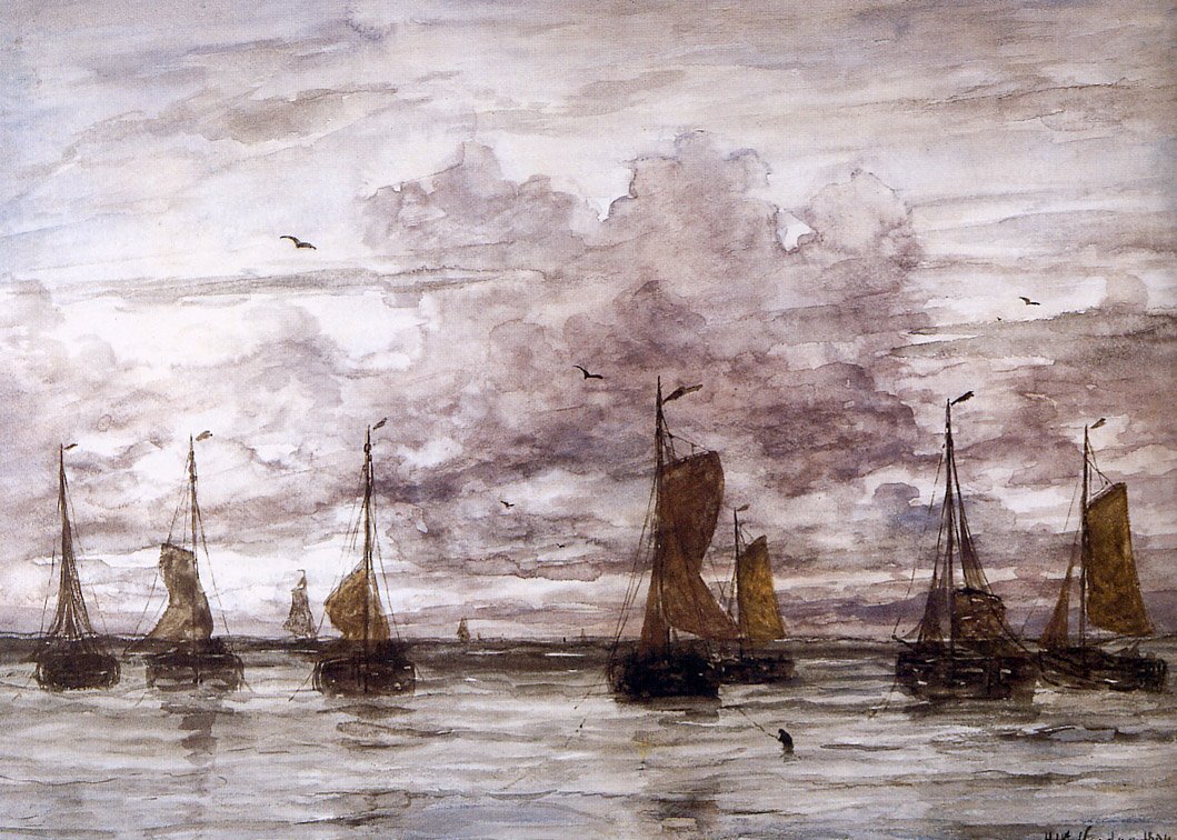 Ships on anchor av Hendrik Willem Mesdag