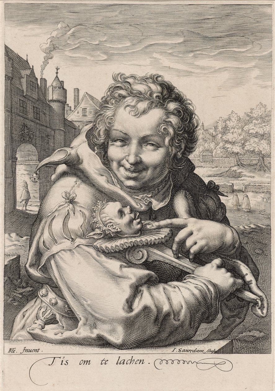 Narren, graverad av I. Sauredam, c.1595 (gravyr på lagt papper) av Hendrik (after) Goltzius