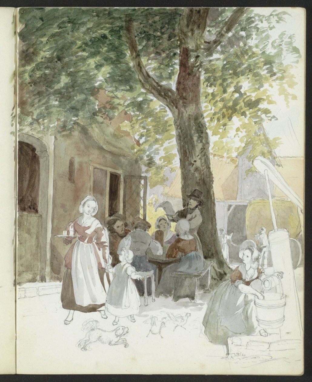 Bygata med brunn och figurer av Hendrik Abraham Klinkhamer