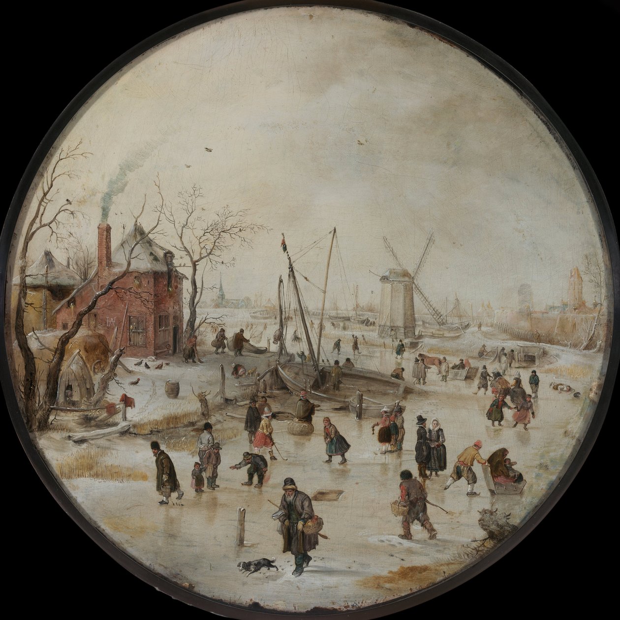 Frozen River med skridskoåkare - Peinture de Hendrick Avercamp av Hendrik Avercamp