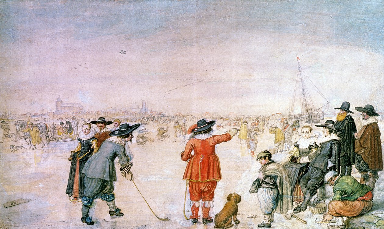 Golf på isen vid älven Ijssel nära Kampen av Hendrik Avercamp
