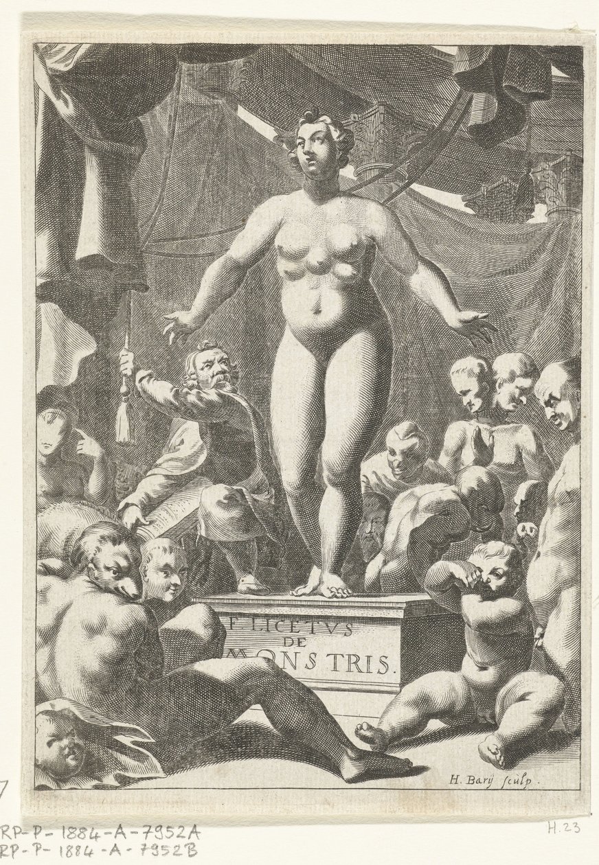 Naken kvinna med fem bröst Titelsida för Fortunius Licetus, De Monstris, Amsterdam 1665 av Hendrik Bary