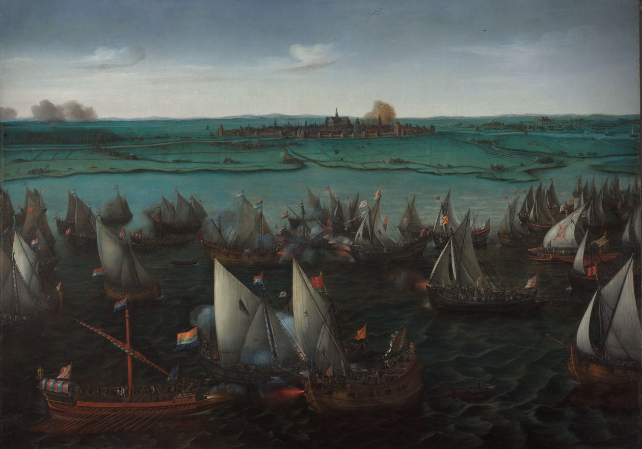 Strid mellan holländska och spanska fartyg på Haarlemmermeer Strid mellan holländska och spanska fartyg på Haarlemmermeer, 26 maj 1573 av Hendrick Cornelisz. Vroom
