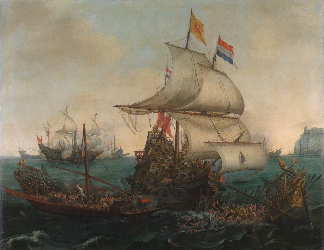 Holländska fartyg rammar spanska galärer utanför den engelska kusten, 3 oktober 1602 av Hendrick Cornelisz. Vroom