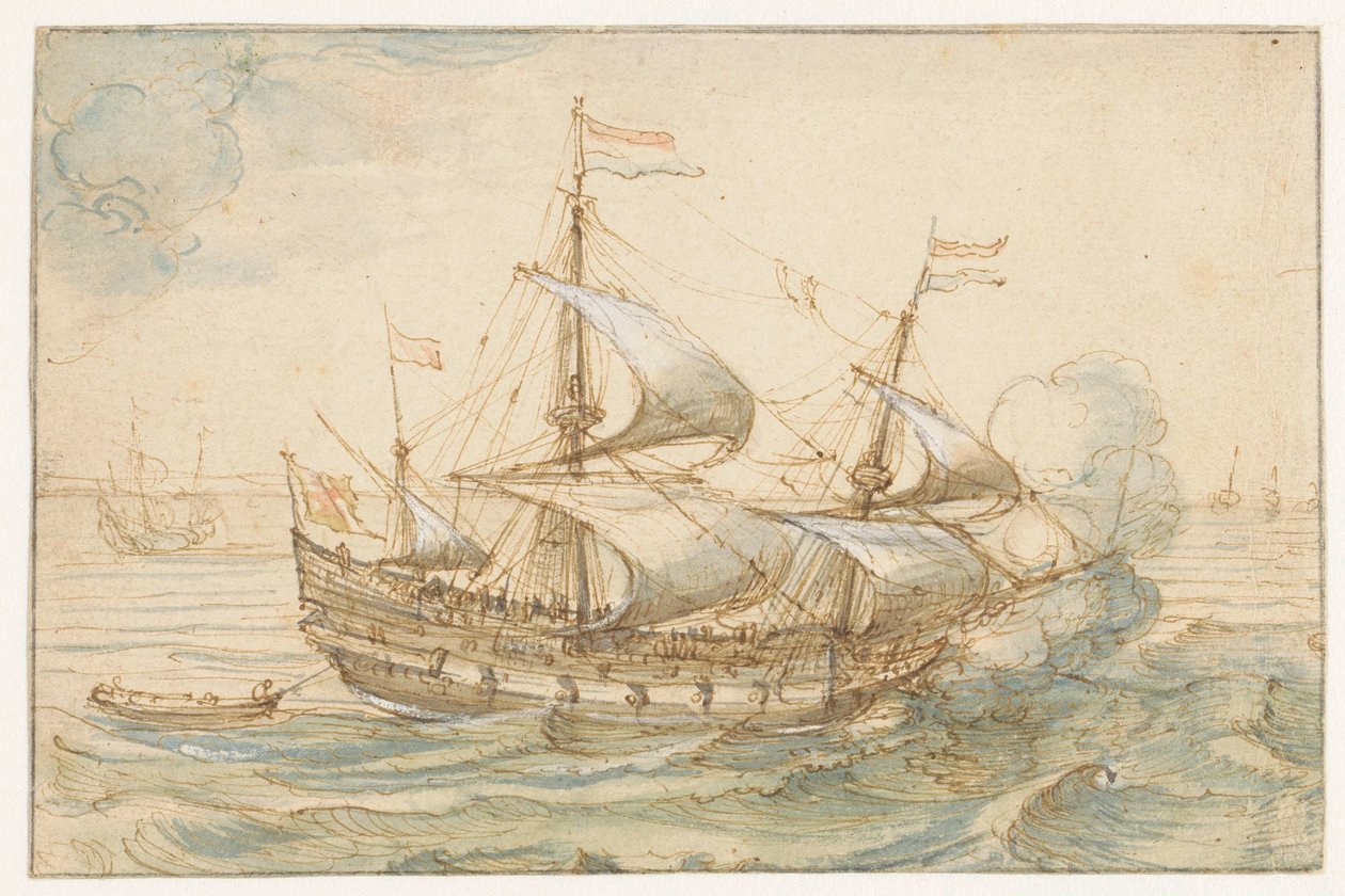 Krigsskepp till sjöss av Hendrick Cornelisz. Vroom