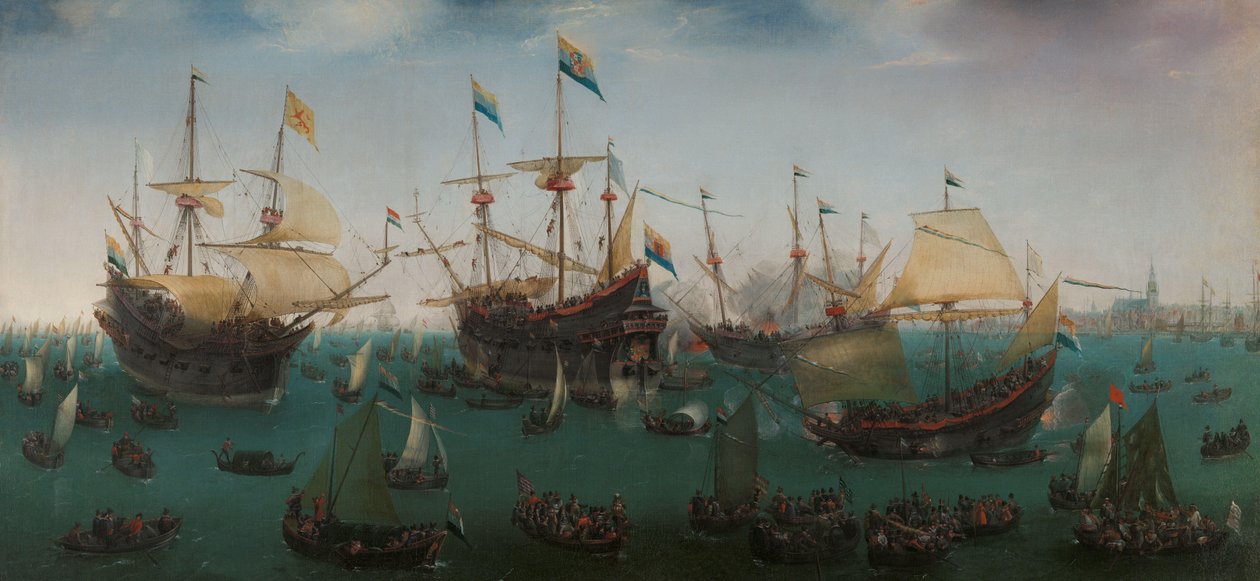 Återkomsten till Amsterdam av den andra expeditionen till Ostindien Återkomsten till Amsterdam av den andra expeditionen till Ostindien, 19 juli 1599 av Hendrick Cornelisz. Vroom