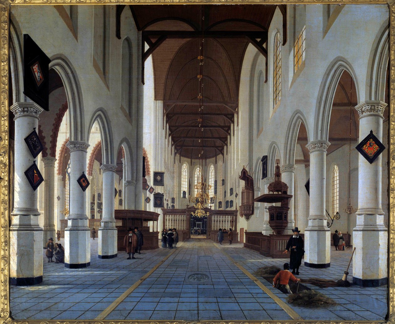 Kyrkans interiörvy (Oudekerk i Delft?) Målning av Hendrick Cornelisz Van Vliet (1611/1612-1675) 1600-talet sön. 0,92x1,12 m av Hendrik Cornelisz. van Vliet