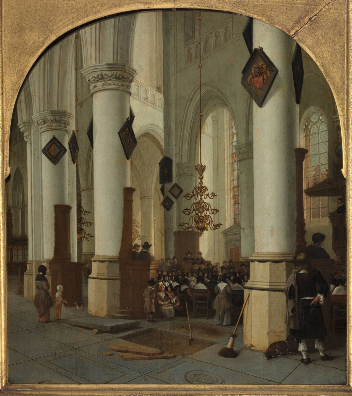 Utsikt inuti Saint Bavo-kyrkan i Haarlem under mässan, 1666 av Hendrik Cornelisz. van Vliet