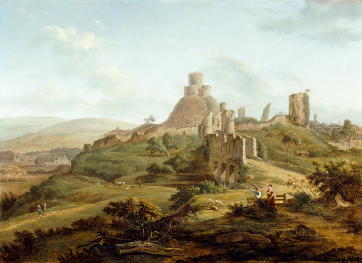 Utsikt över Launceston Castle från söder av Hendrik Frans de Cort
