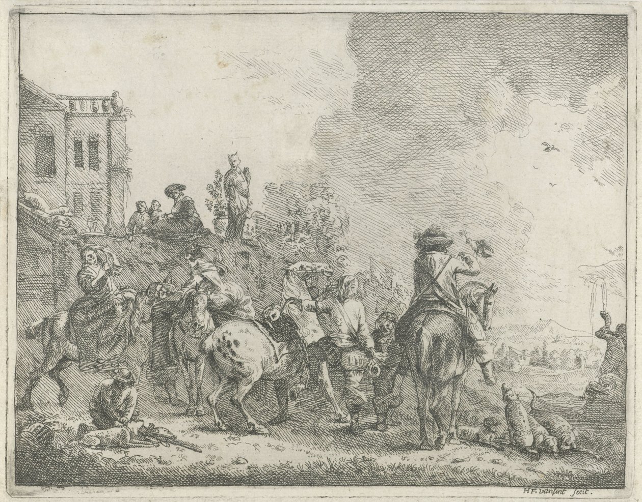 Falkejakt av Hendrik Frans van Lint