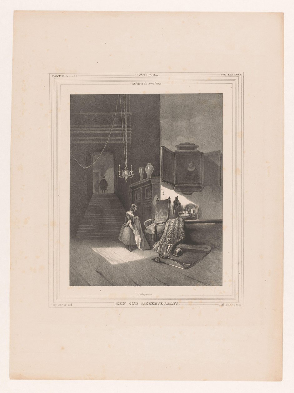 Kvinna i interiör Intérieur du 17me siècle / En gammal riddarbostad (titel på objektet) av Hendrik Frederik Sartor