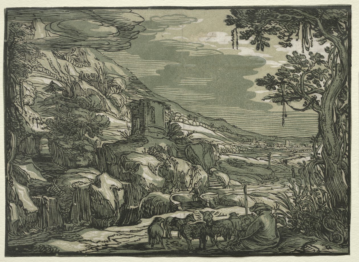 Arkadiskt landskap, ca. 1615. av Hendrik Goltzius