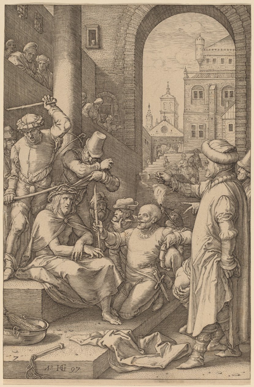 Kristus krönt med törnar av Hendrik Goltzius