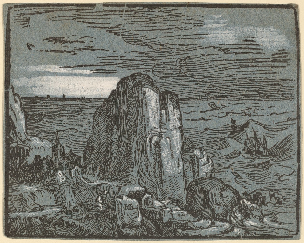 Klipp vid en havsstrand av Hendrik Goltzius