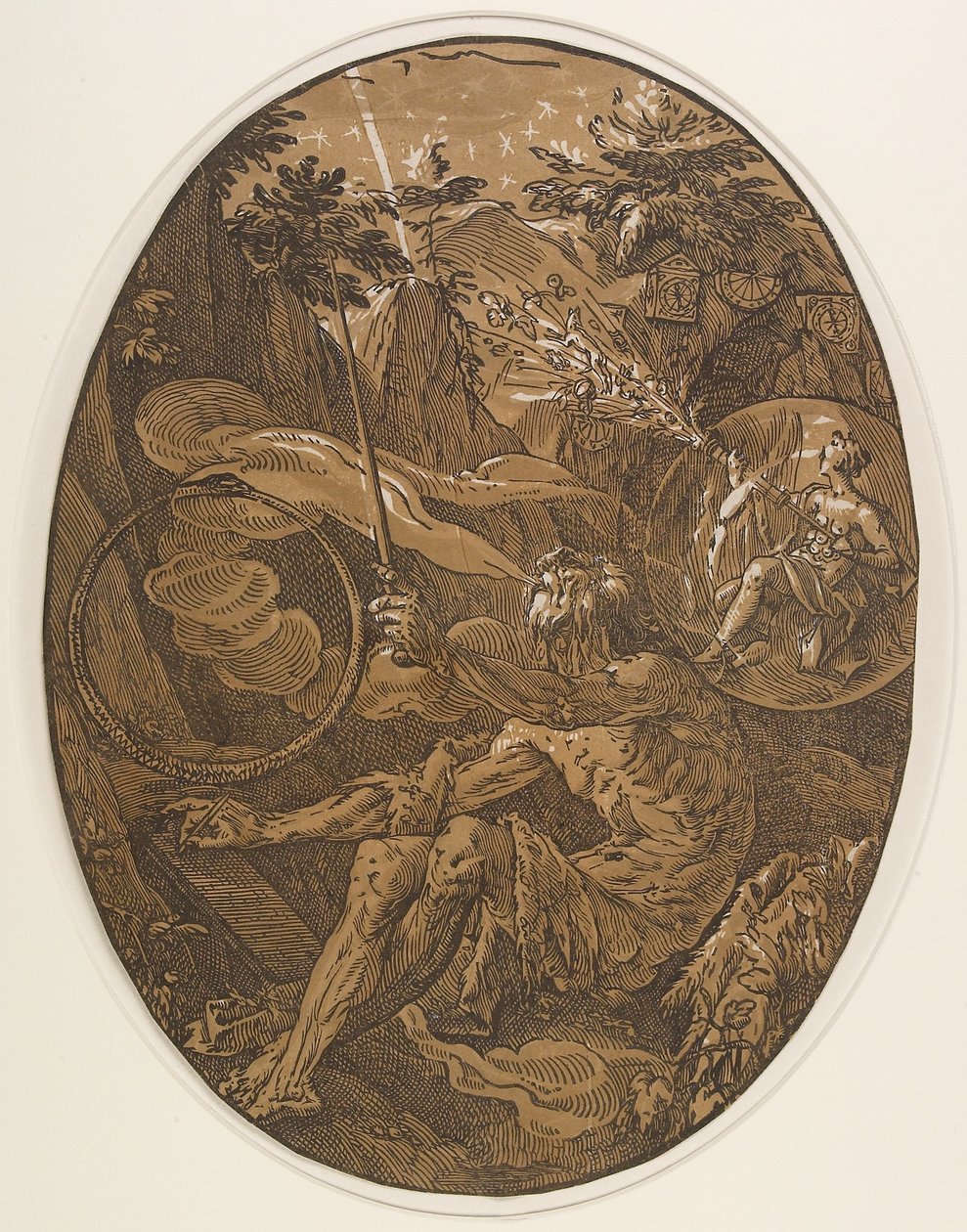 Demogorgon i evighetens grotta, ca. 1588 av Hendrik Goltzius