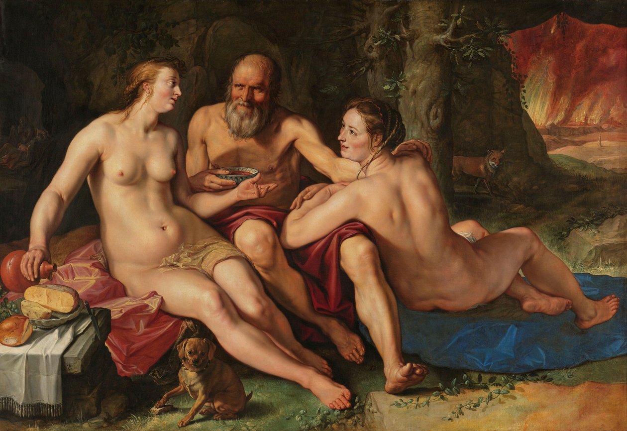 Lot och hans döttrar, 1616 av Hendrik Goltzius