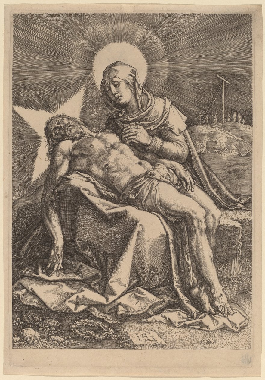 Pietà (Den sorgsande jungfrun med den döde Kristus i hennes knä) av Hendrik Goltzius