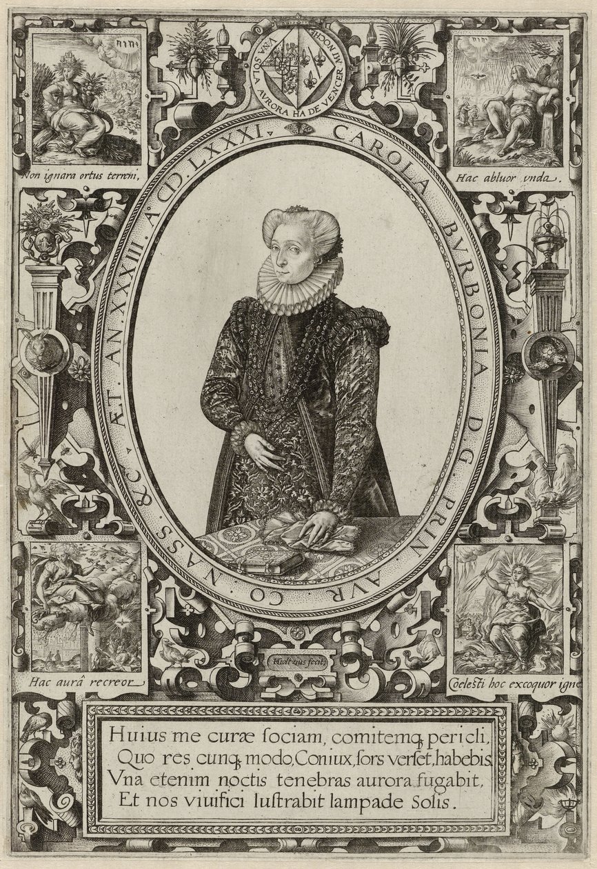 Porträtt av Charlotte av Bourbon, 1581 av Hendrik Goltzius