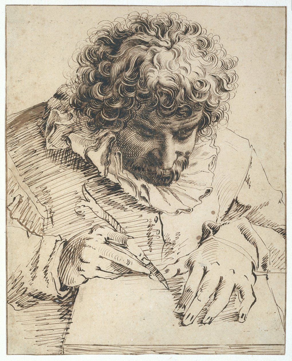 Porträtt av Gillis van Breen, 1568-1617 (penna och pensel) av Hendrik Goltzius